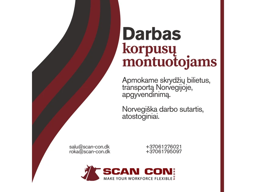Darbas Norvegijoje laivų meistrams