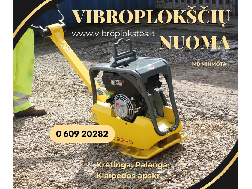 Vibroplokščių nuoma – sutvarkyk kiemą greitai!||Grunto tankintuvai nuomai – konkurencingos kainos!||Patikima vibroplokščių nuoma – pristatymas į namus!||Trinkelių dangai – vibroplokštės nuomai, skambink!||Profesionali grunto tankinimo įranga – nuoma visam laikotarpiui!